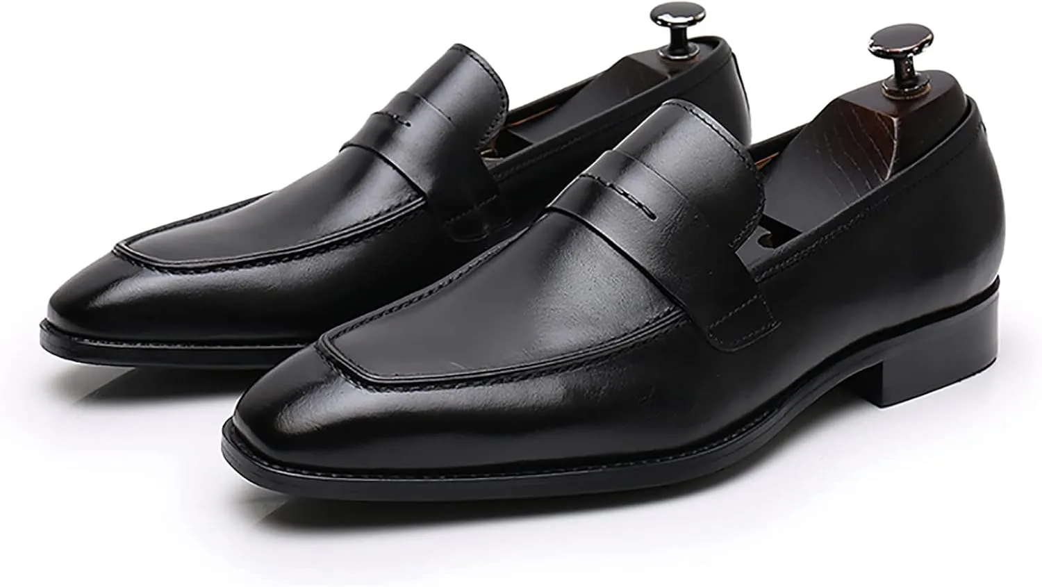 Men's Dress Leather Shoes Formal Oxford Shoes for Men Round Toe Casual Business Leather Shoes Comfortable Wedding Shoes Slip On Leather Driving Shoes,Black,6.5US/38EU