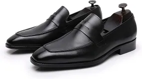 Men's Dress Leather Shoes Formal Oxford Shoes for Men Round Toe Casual Business Leather Shoes Comfortable Wedding Shoes Slip On Leather Driving Shoes,Black,6.5US/38EU
