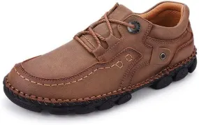 Mens Dress Shoes Handmade Casual Leather Shoes Men's Comfortable Soft Leather Men's Shoes Work Breathable red Shoes Walking Shoes(Brown,8.5)