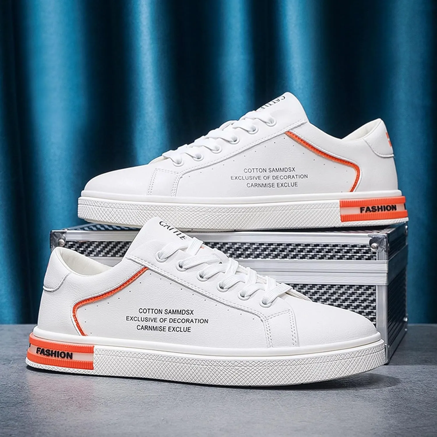 Men's Fashion Round Toe Lace Up Leather White Shoes Casual Comfortable Breathable Mens Leather Shoes Casual Hand Sewn Men Sho