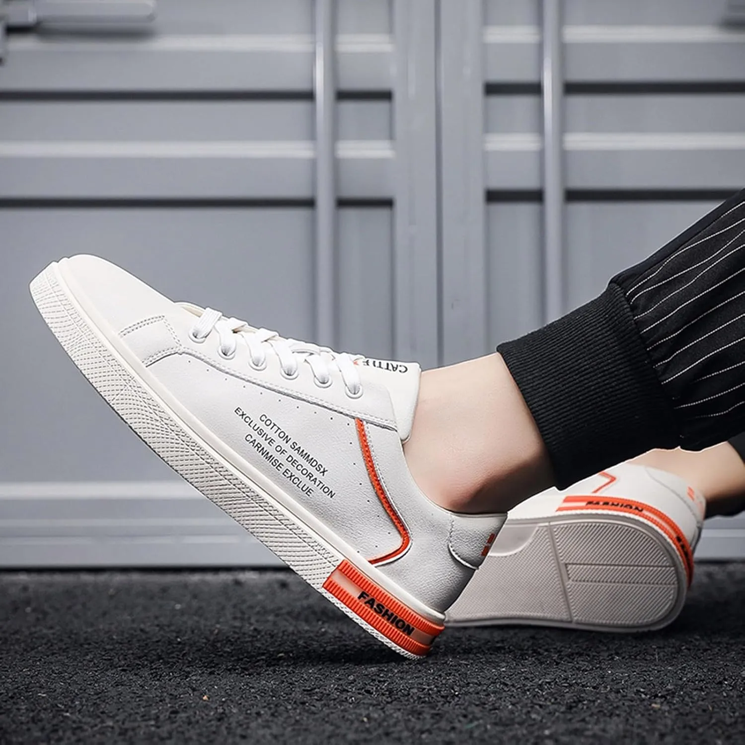 Men's Fashion Round Toe Lace Up Leather White Shoes Casual Comfortable Breathable Mens Leather Shoes Casual Hand Sewn Men Sho