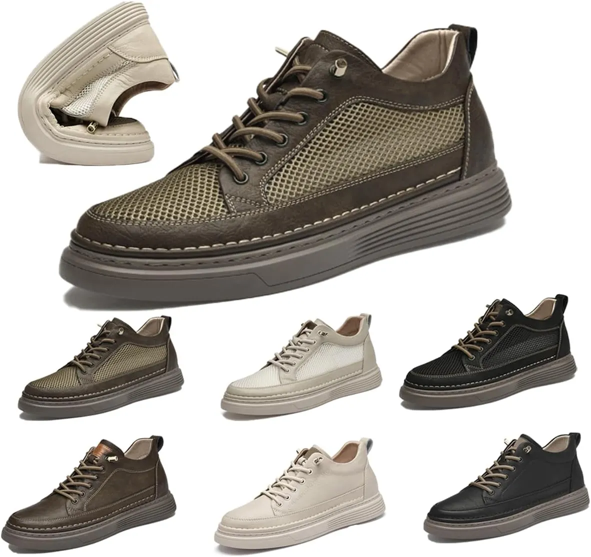 Men's Invisible Height Increasing Elevator Shoes 2.5 Inches Taller Height Casual Sneakers Comforts Leather Skeleton Shoes Lace Up Leather Oxford Dress Shoes