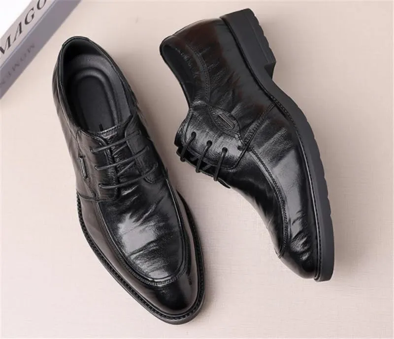 Men's Leather Shoes Business Casual Soft Sole Formal Shoes Fashion Comfortable Breathable Leather Shoes Leather Lined Lace Up for Men
