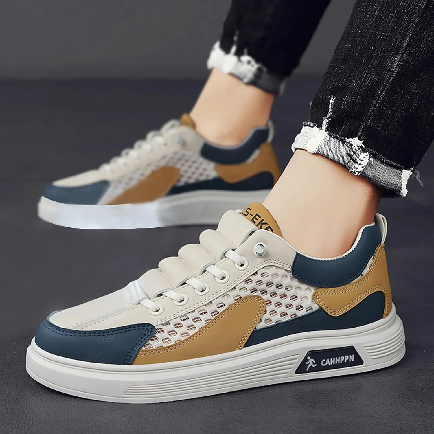 Men's Summer Breathable Mesh Casual Shoes Fashion Hollow Soft Soled Sneakers Mens Driving Shoes Casual Men Shoes Men Shoes