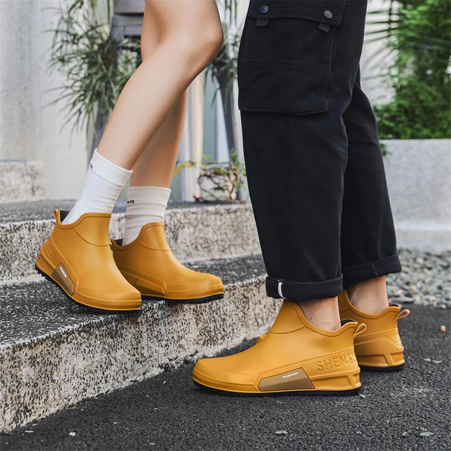 Mid Calf Rain Boots Women Mens Grounded Footwear Booties for Woman Slip On Barefoot Shoes Women's Ankle Rain Boots Rubber Fishing Deck Womens Boots Fall 2024