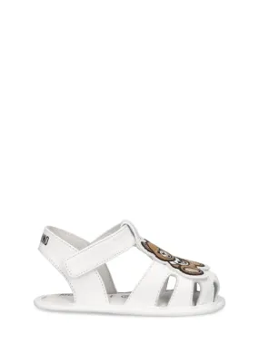 Moschino   Leather pre-walker shoes w/ patch 