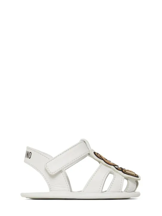 Moschino   Leather pre-walker shoes w/ patch 