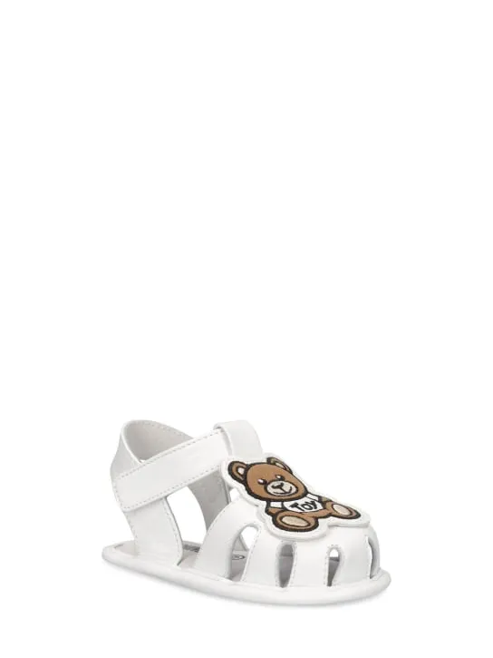 Moschino   Leather pre-walker shoes w/ patch 