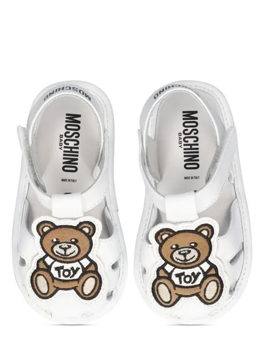 Moschino   Leather pre-walker shoes w/ patch 