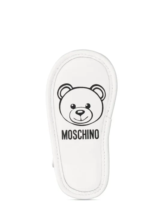 Moschino   Leather pre-walker shoes w/ patch 