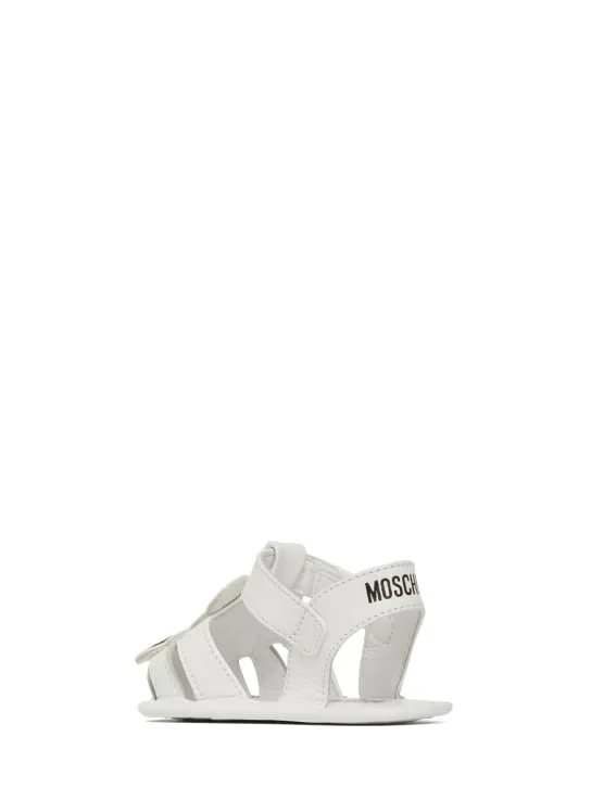 Moschino   Leather pre-walker shoes w/ patch 