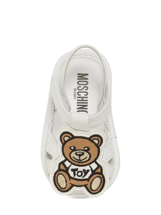 Moschino   Leather pre-walker shoes w/ patch 