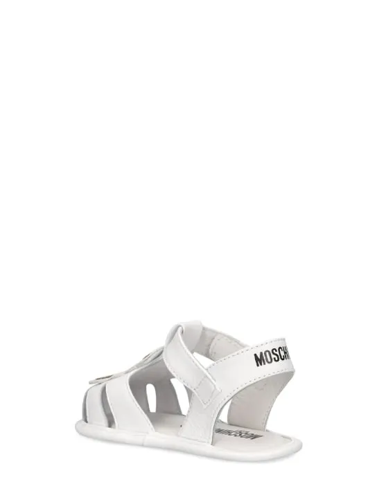 Moschino   Leather pre-walker shoes w/ patch 