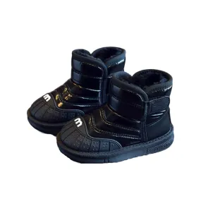 Ribbed Leather Plush Boots