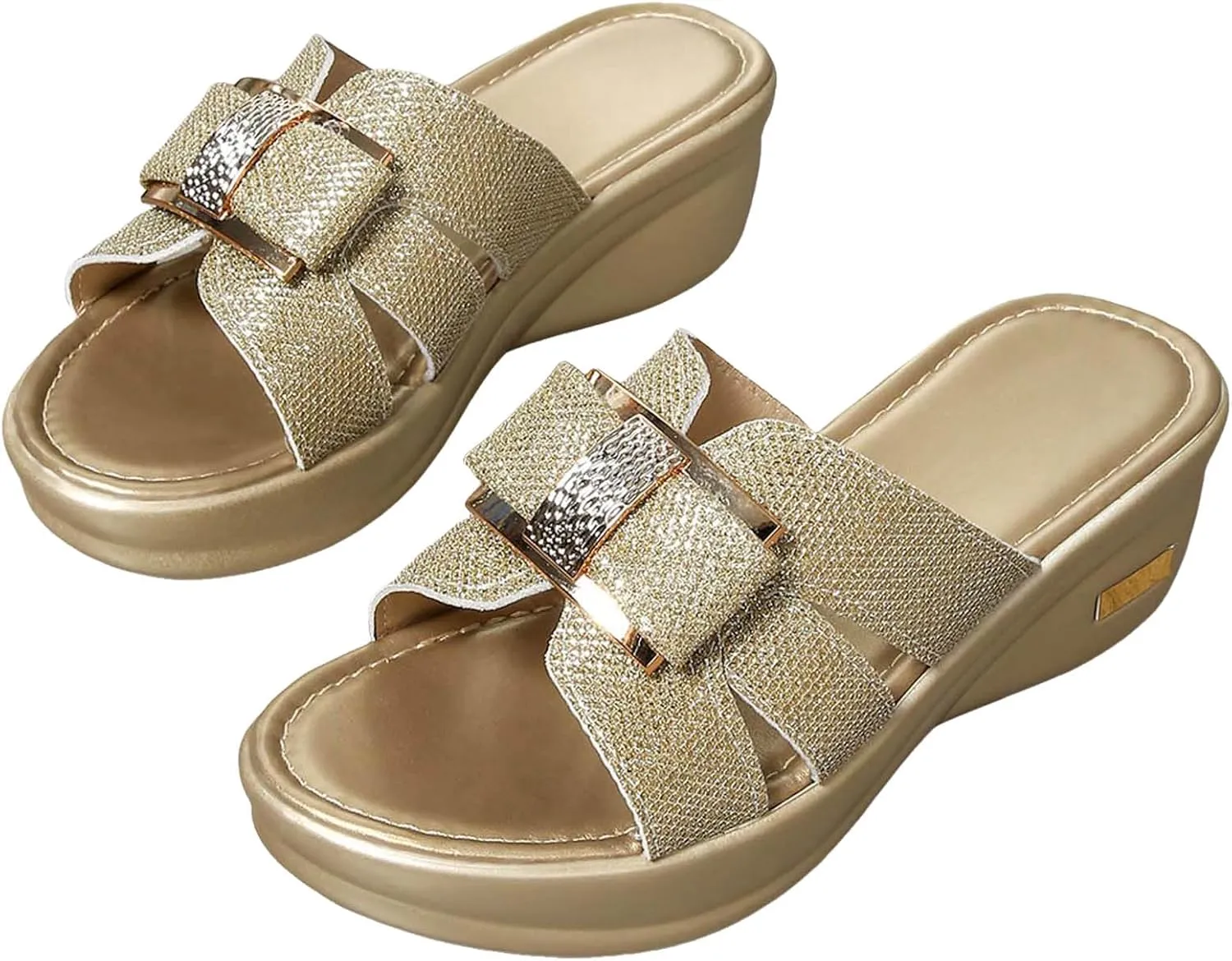 Sandals for Women 2025 Wide Width Open Toe Wedge Slippers Soft Cushion Comfortable Walking Slip on Summer Shoes