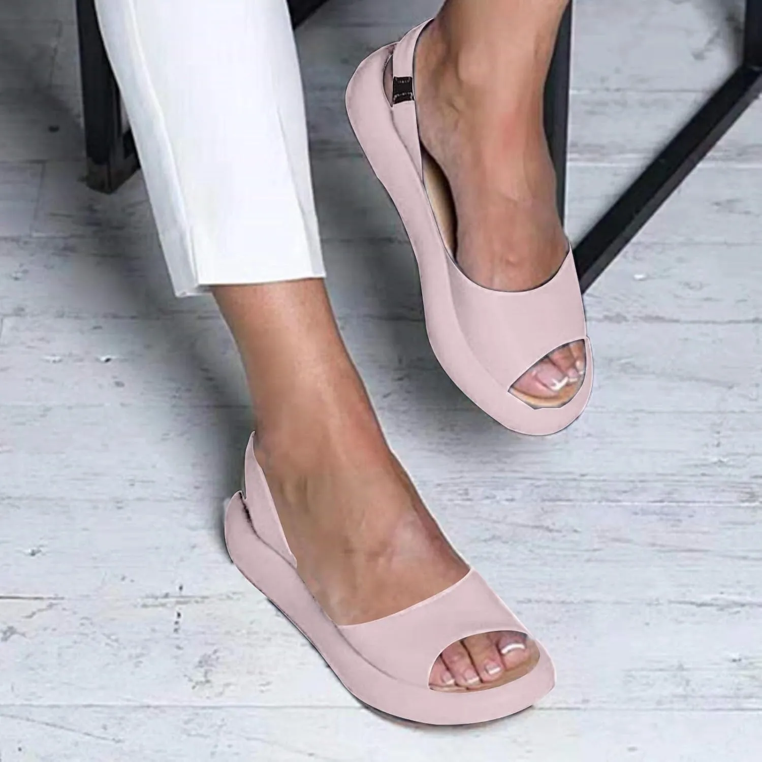 Sandals with Straps Slingback Orthopedic Slide Sport Casual Flat Shoes Comfy Orthotic Soft Cushion Arch Support Wide Sandal Walking Dressy Platform Hollow Non-Slip Peep Toe Width Flip Flops