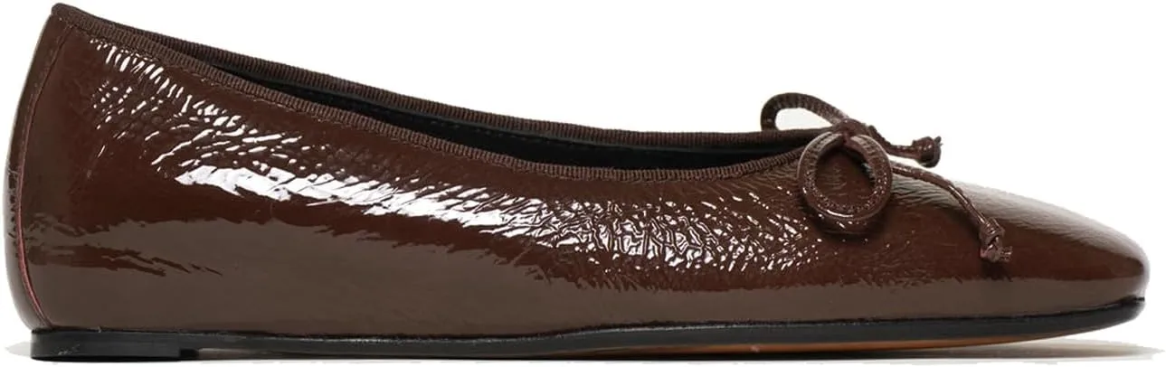 SHODENSE Women Flats Shoes Bow Square Closed Toe Ballet Flats Slip On Metallic Flat Shoe Matte Patent Leather Snakeskin Low Hidden Wedge Heel Office Work Shoes Driving Flats Church Club Fall 4-11 M US