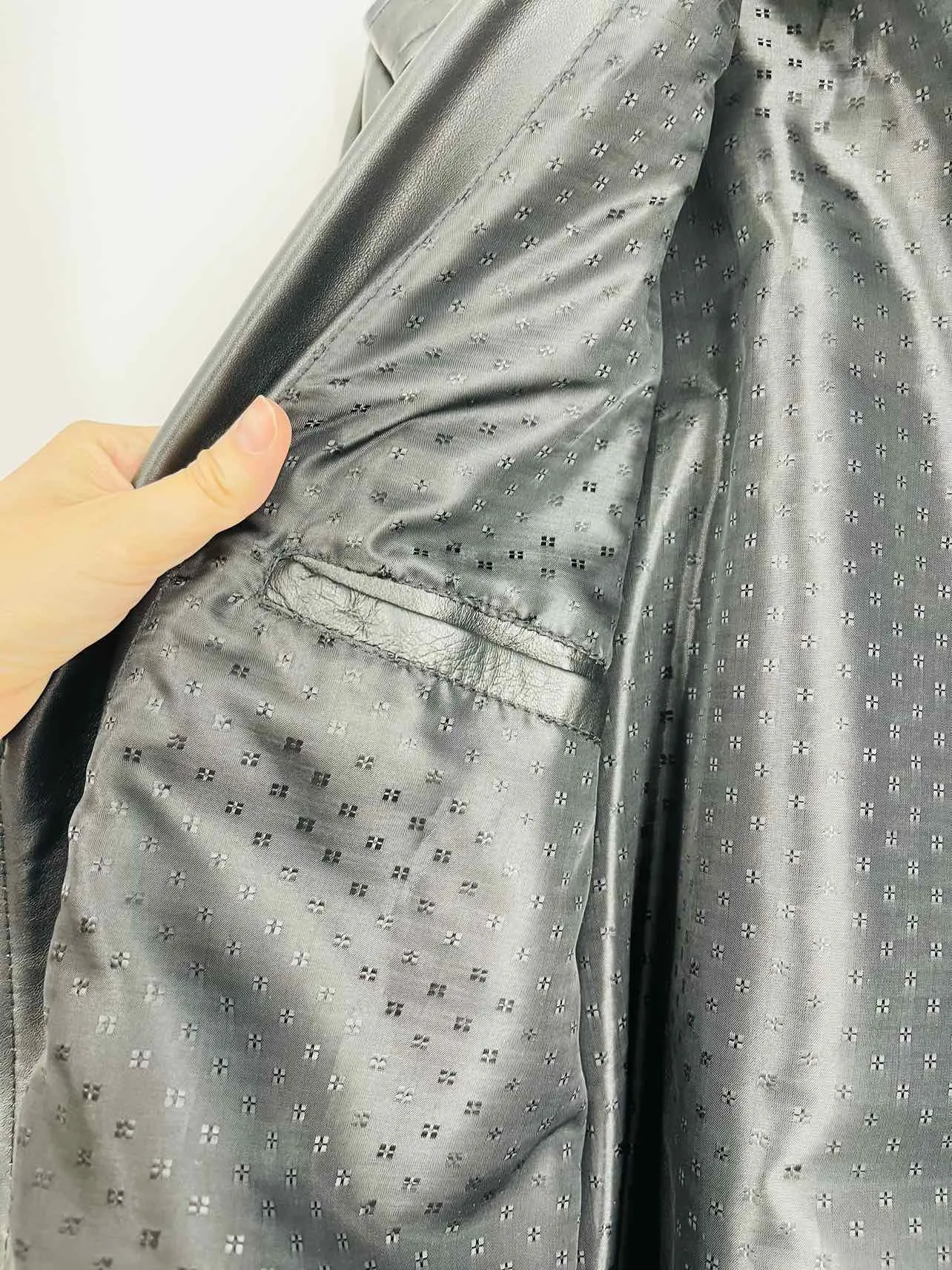 Size L ? Black/Silver Buckle(s) Leather Men's Jacket- Men's