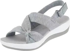 Smoneyful Women's Summer Orthopedic Arch Support Platform Wedges Strappy Comfortable Casual Walking Sandals Soft Cushion Ankle Strap Wide Fit Beach Sport Slippers Flats