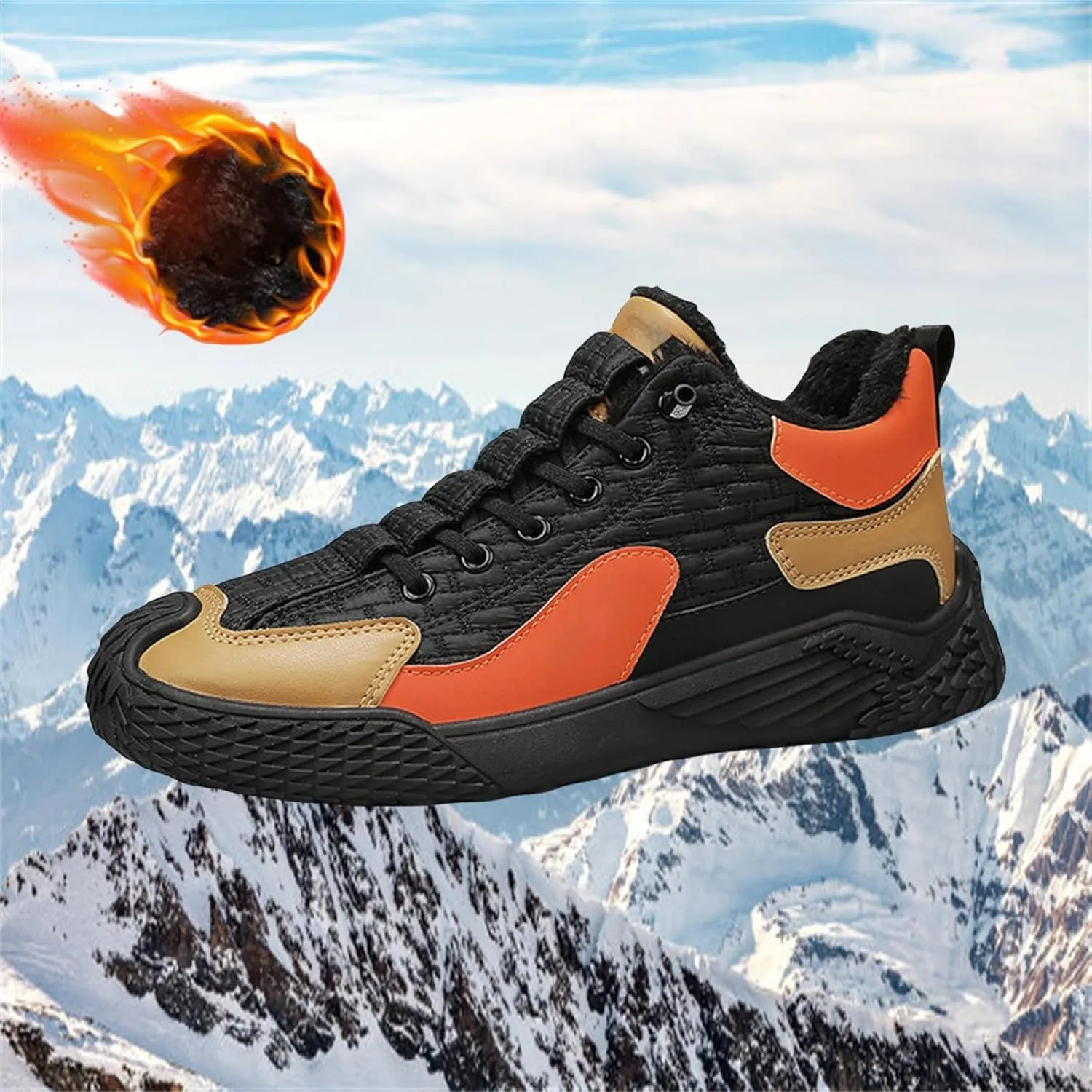 Snow Boots for Men Lace-up Snow Boots Plush Lined Winter Boots Shoes Non-slip Short Boots Lightweight Walking Shoes