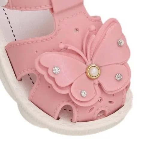 Sweetheart Pink Butterfly-Themed Sandals for Girls