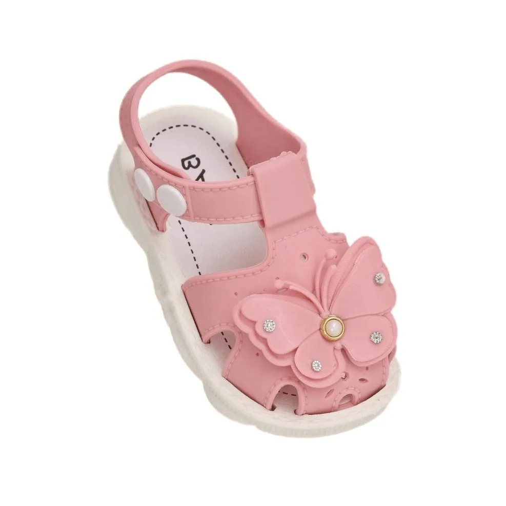 Sweetheart Pink Butterfly-Themed Sandals for Girls