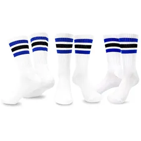 TeeHee Men's Sports Stripes Cotton Half Cushion Crew Socks 3-pair Pack (50257BBB)