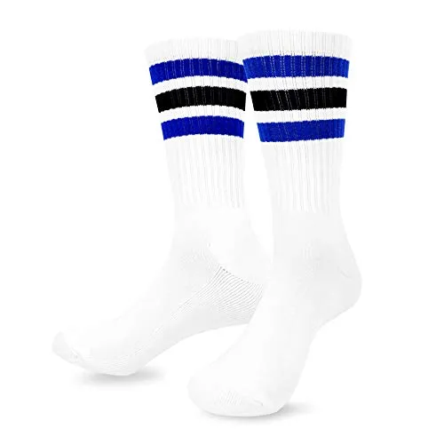 TeeHee Men's Sports Stripes Cotton Half Cushion Crew Socks 3-pair Pack (50257BBB)
