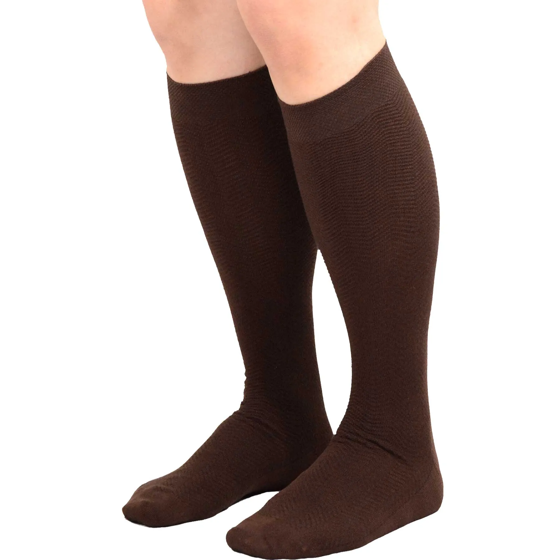 TeeHee Socks Men's Casual Bamboo Knee High White, Khaki, Brown 3-Pack (50021)