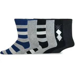 TeeHee Socks Men's Casual Cotton Crew Dark Argyle 6-Pack (50402)
