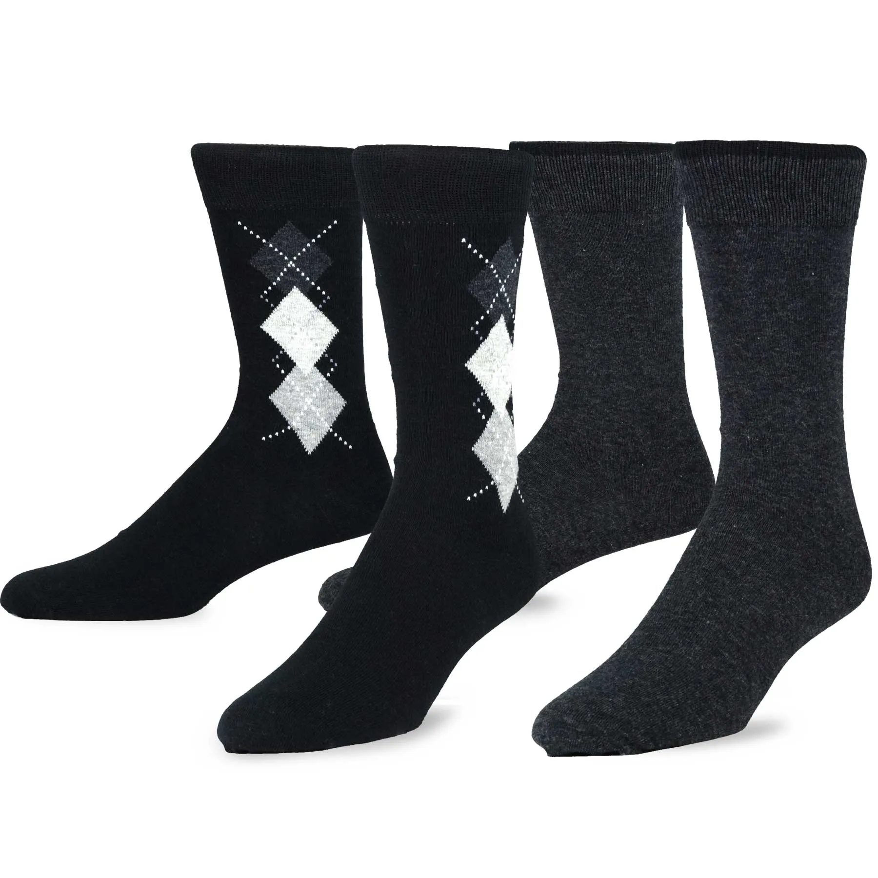 TeeHee Socks Men's Casual Cotton Crew Dark Argyle 6-Pack (50402)