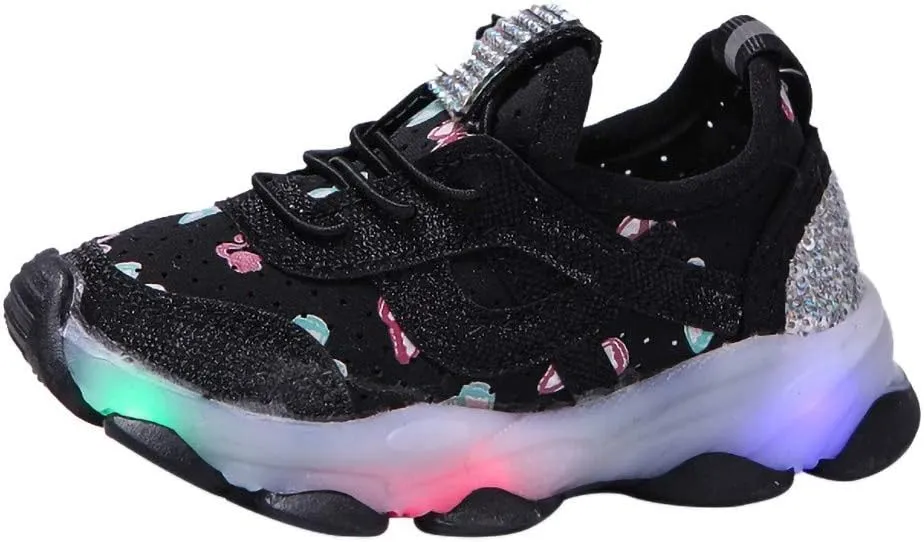 Toddler Boys Girls Light Up Shoes Lightweight Breathable Anti-Slip Led Flashing Sport Sneakers for Toddler Kids