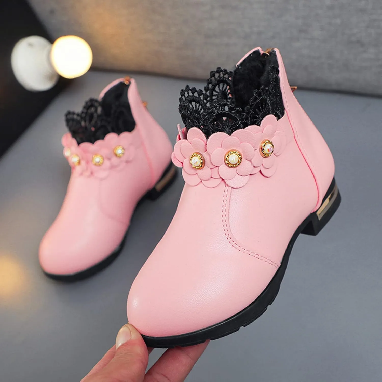 Toddler Single Shoes Girls Shoes Fashion Ankle Boots Kids Low Heel Cute Warm Snow Boots