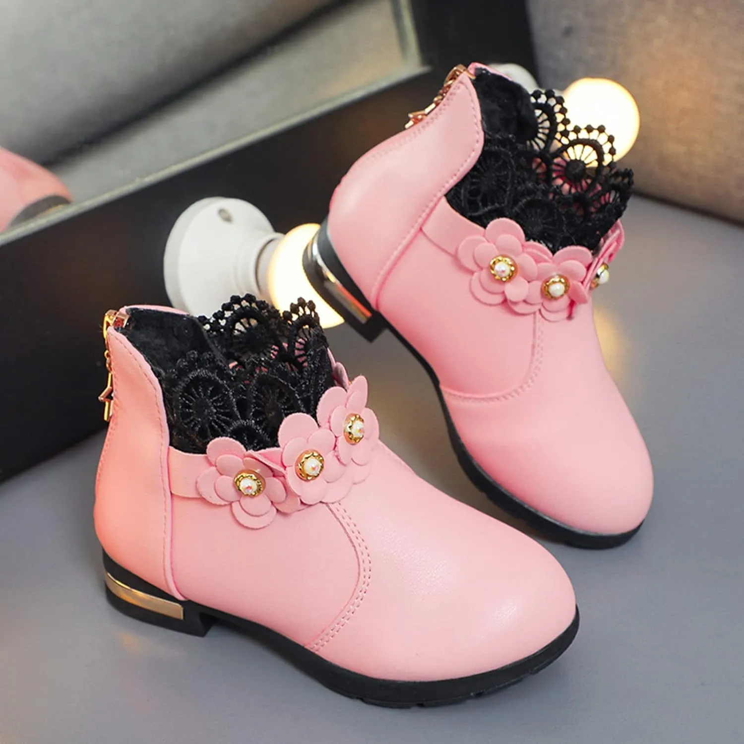 Toddler Single Shoes Girls Shoes Fashion Ankle Boots Kids Low Heel Cute Warm Snow Boots