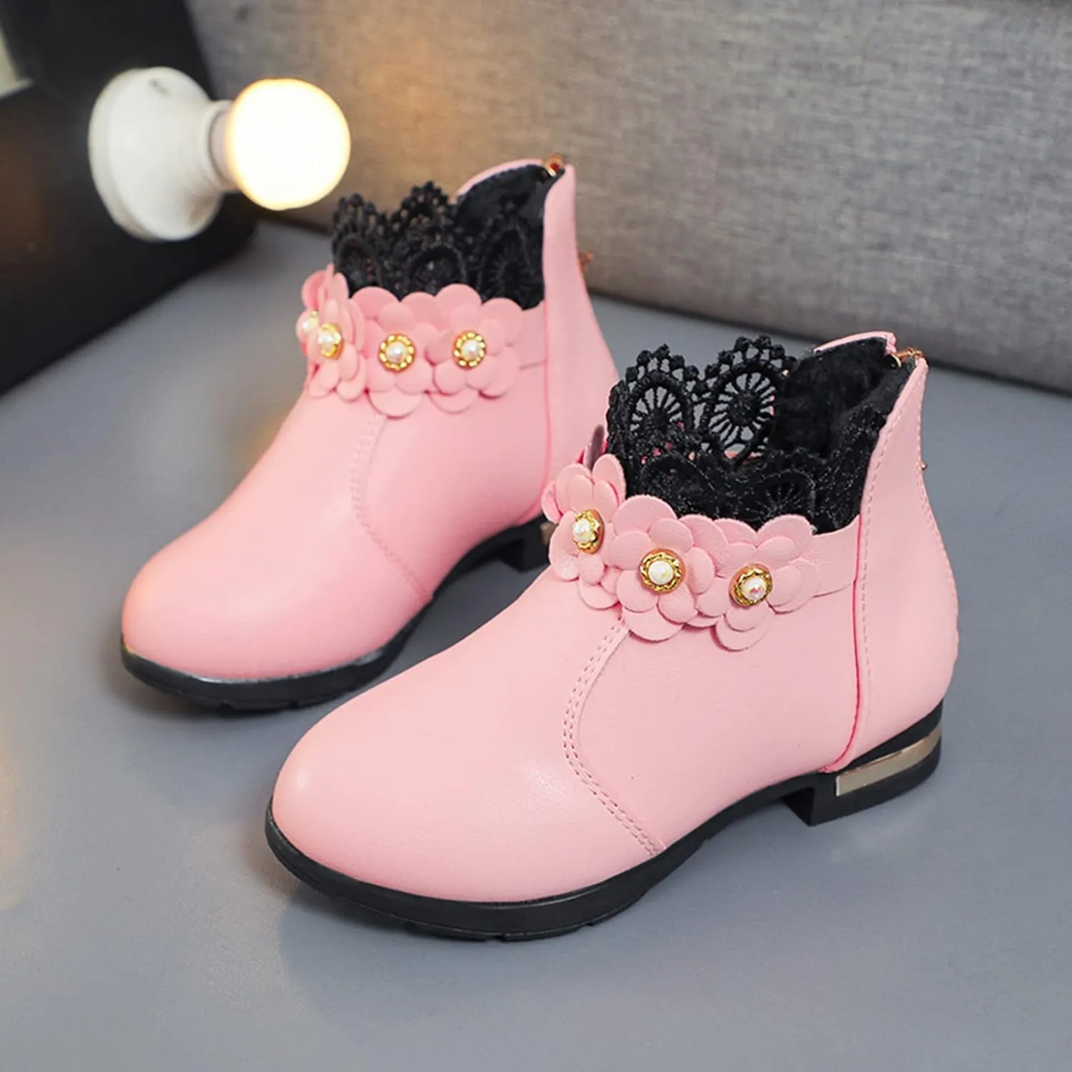Toddler Single Shoes Girls Shoes Fashion Ankle Boots Kids Low Heel Cute Warm Snow Boots