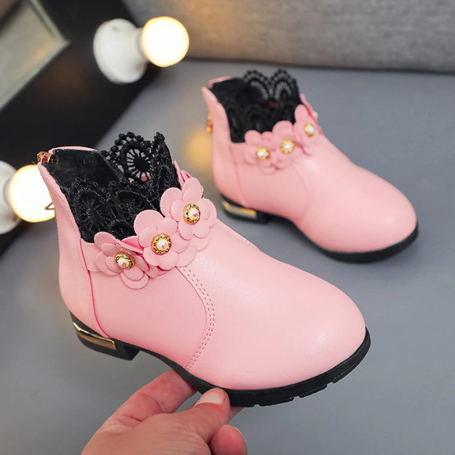 Toddler Single Shoes Girls Shoes Fashion Ankle Boots Kids Low Heel Cute Warm Snow Boots