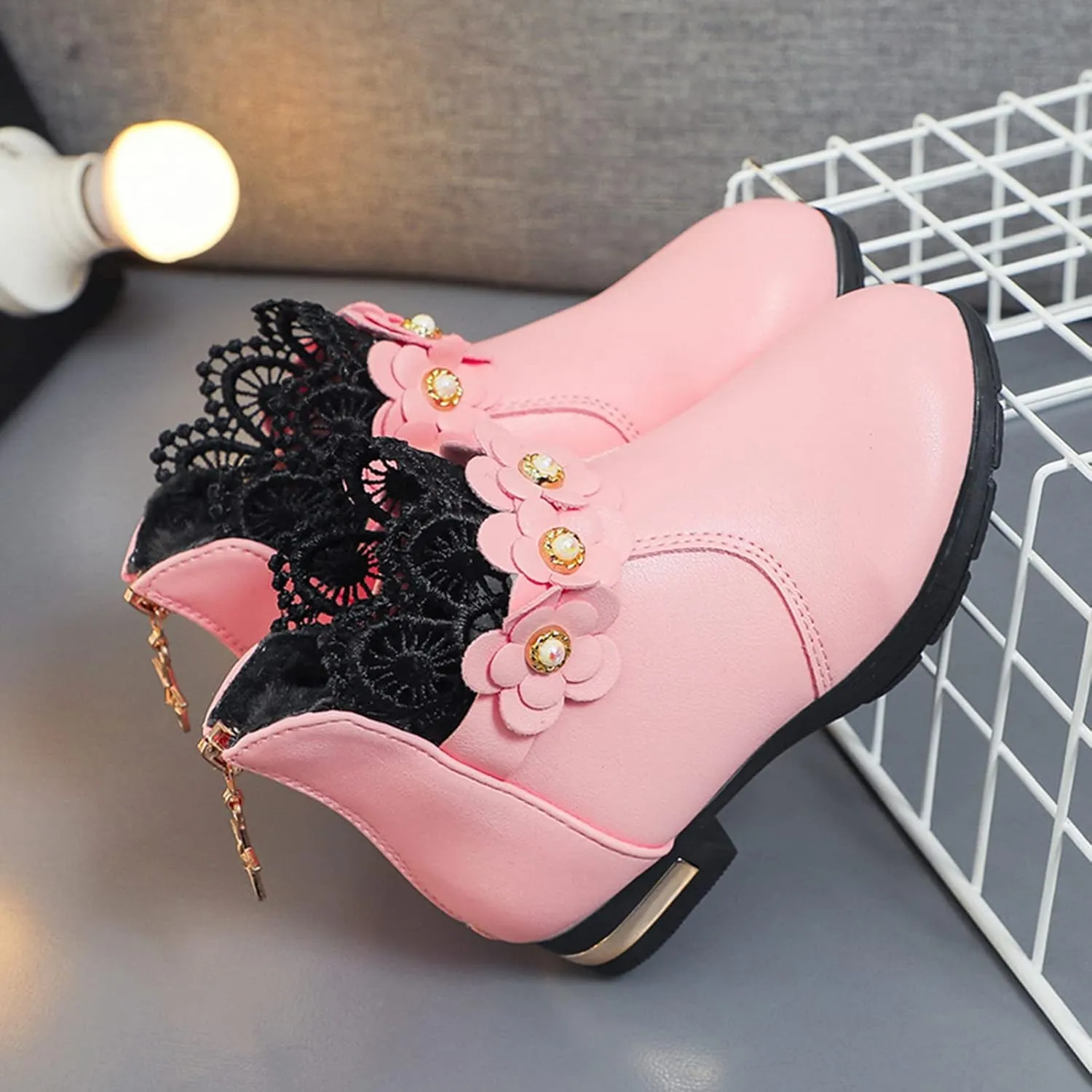 Toddler Single Shoes Girls Shoes Fashion Ankle Boots Kids Low Heel Cute Warm Snow Boots