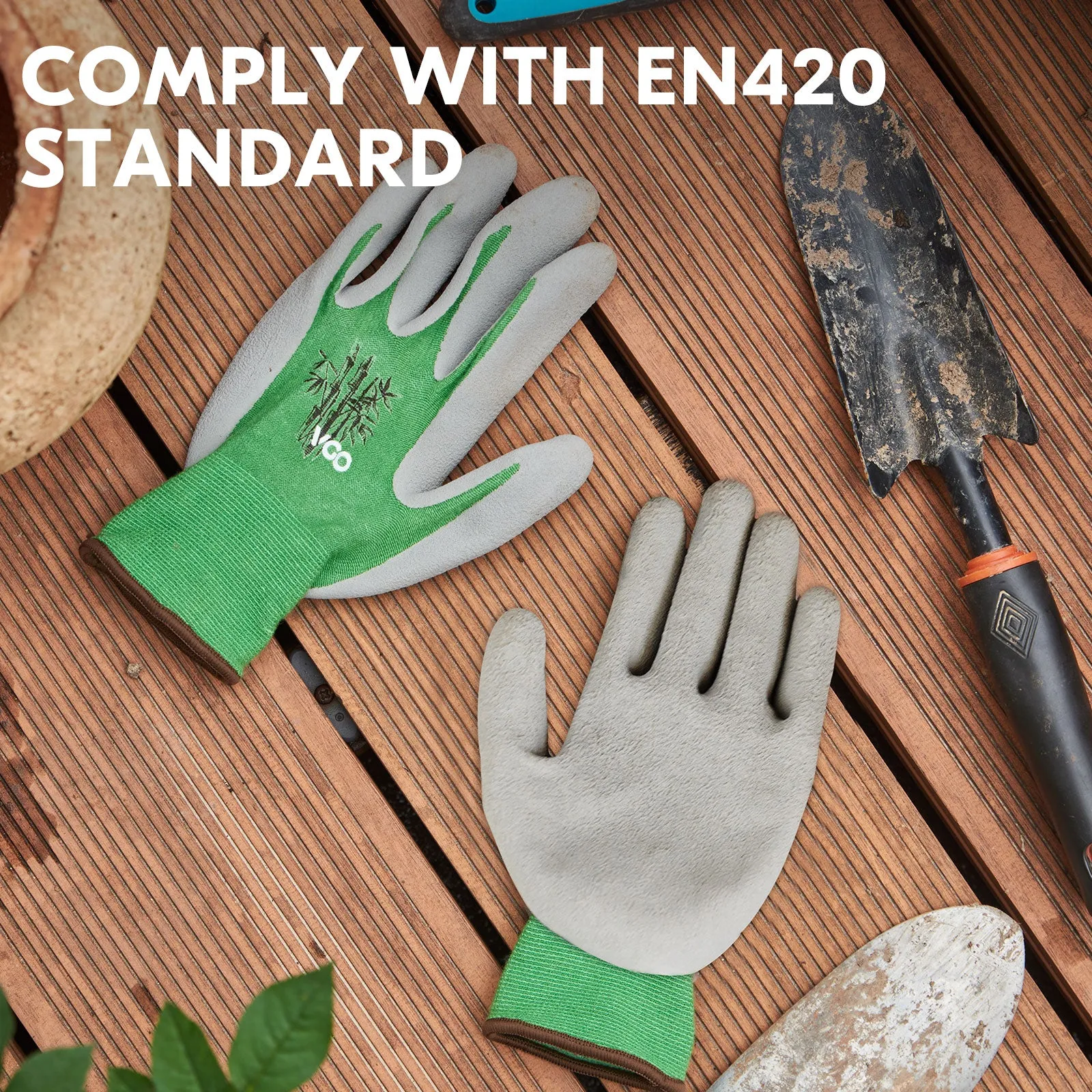 Vgo 5-Pairs  Bamboo Working Gloves for Gardening, Fishing, Restoration Work (Green, RB6026)