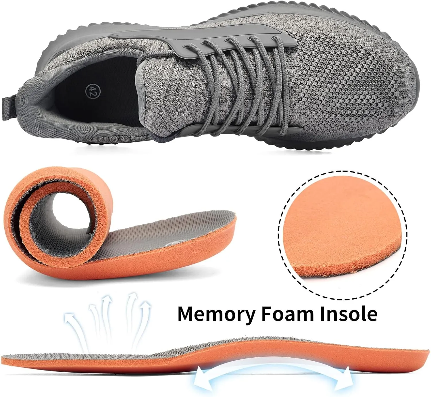 Walking Shoes for Men Sneakers - Slip on Memory Foam Running Tennis Shoes for Athletic Workout Gym Jogging Indoor Outdoor Lightweight Breathable Casual Sneakers