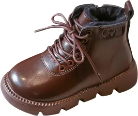 Warm Boots for Baby Fashion Spring Autumn Children Boots Boys And Girls Ankle Boots Thick Bottom Non (Brown, 11 Toddler)