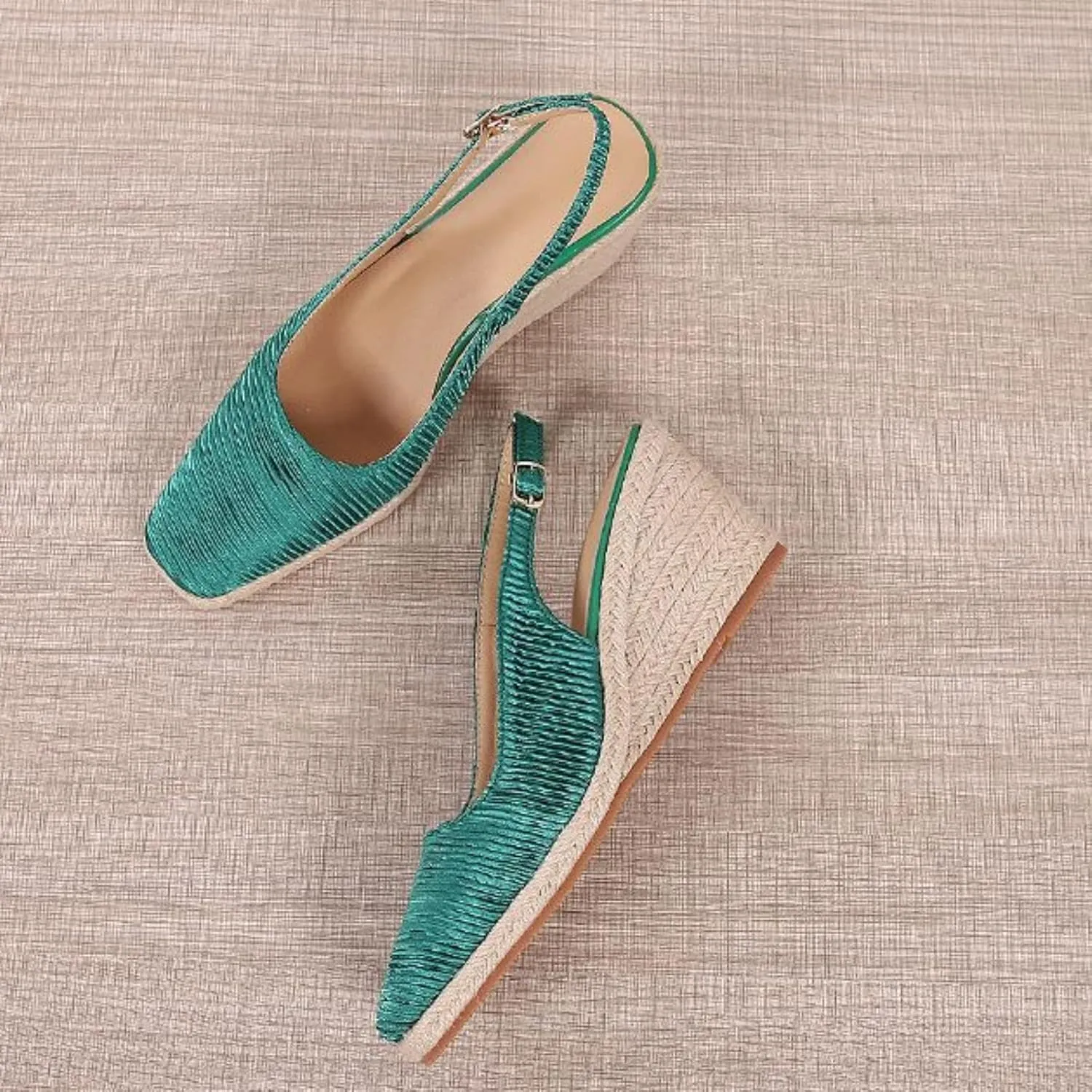 Wedge Sandals for Women 2024 Summer New Cap Toe Wedge Sandals Women Elegant Espadrilles High Heels Straw Fisherman Shoes