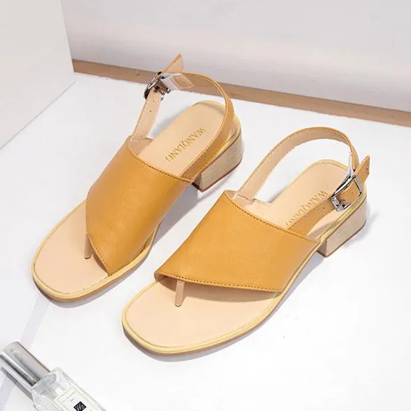 Women ankle strap slingback hollow clip toe chunky heel sandals