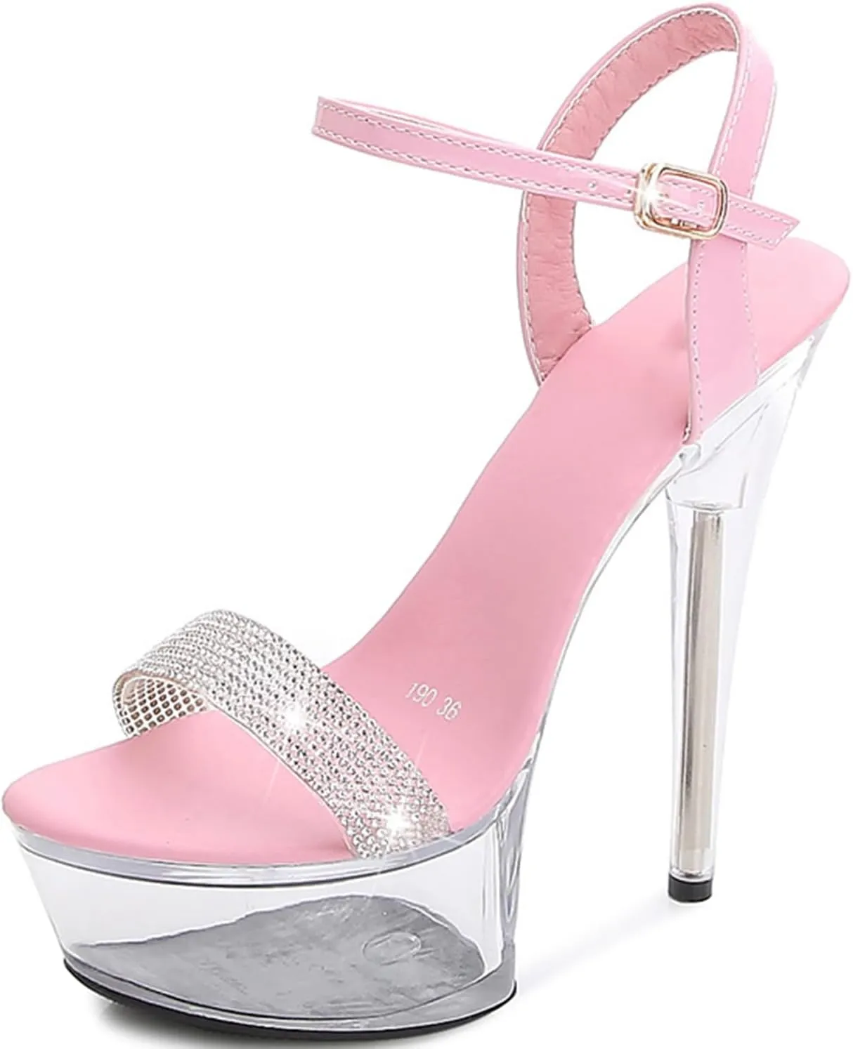 Womens Clear High Platform Ankle Strap High Heels Stiletto Dress Sandals