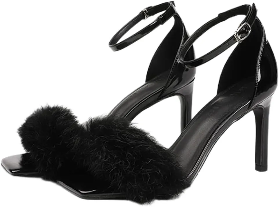 Womens High Heels Stilettos Round Toe Ankle Strap High Heel Sandal