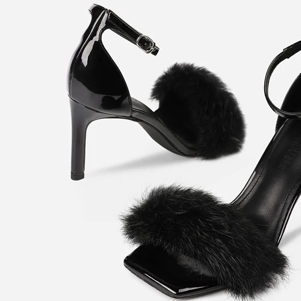 Womens High Heels Stilettos Round Toe Ankle Strap High Heel Sandal