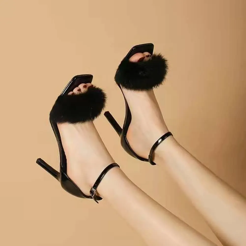 Womens High Heels Stilettos Round Toe Ankle Strap High Heel Sandal