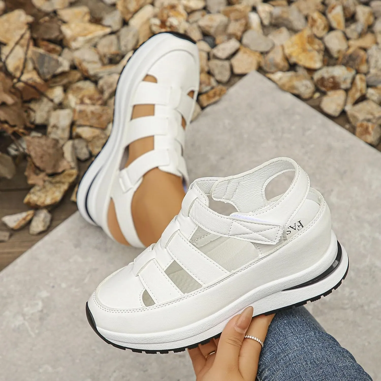 Women's Hollow Out Sandals Orthopedic Platform Wedge Sneakers Comfortable Soft Cushion Lightweight Sneakers All-Match Sport Shoes Walking Shoes for Outdoor Travel Hiking