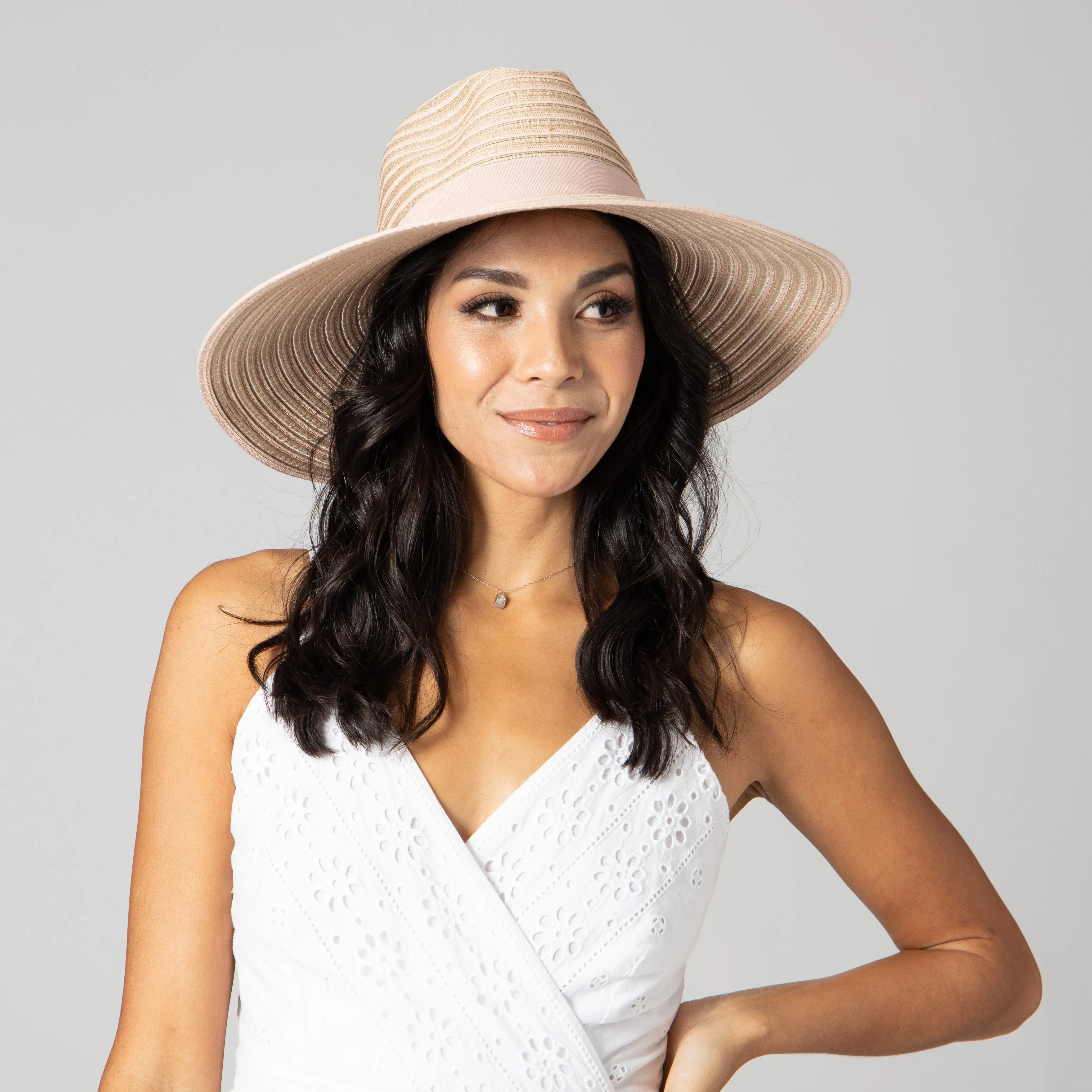 Women's Mixed Braid Pinched Knot Trim Fedora