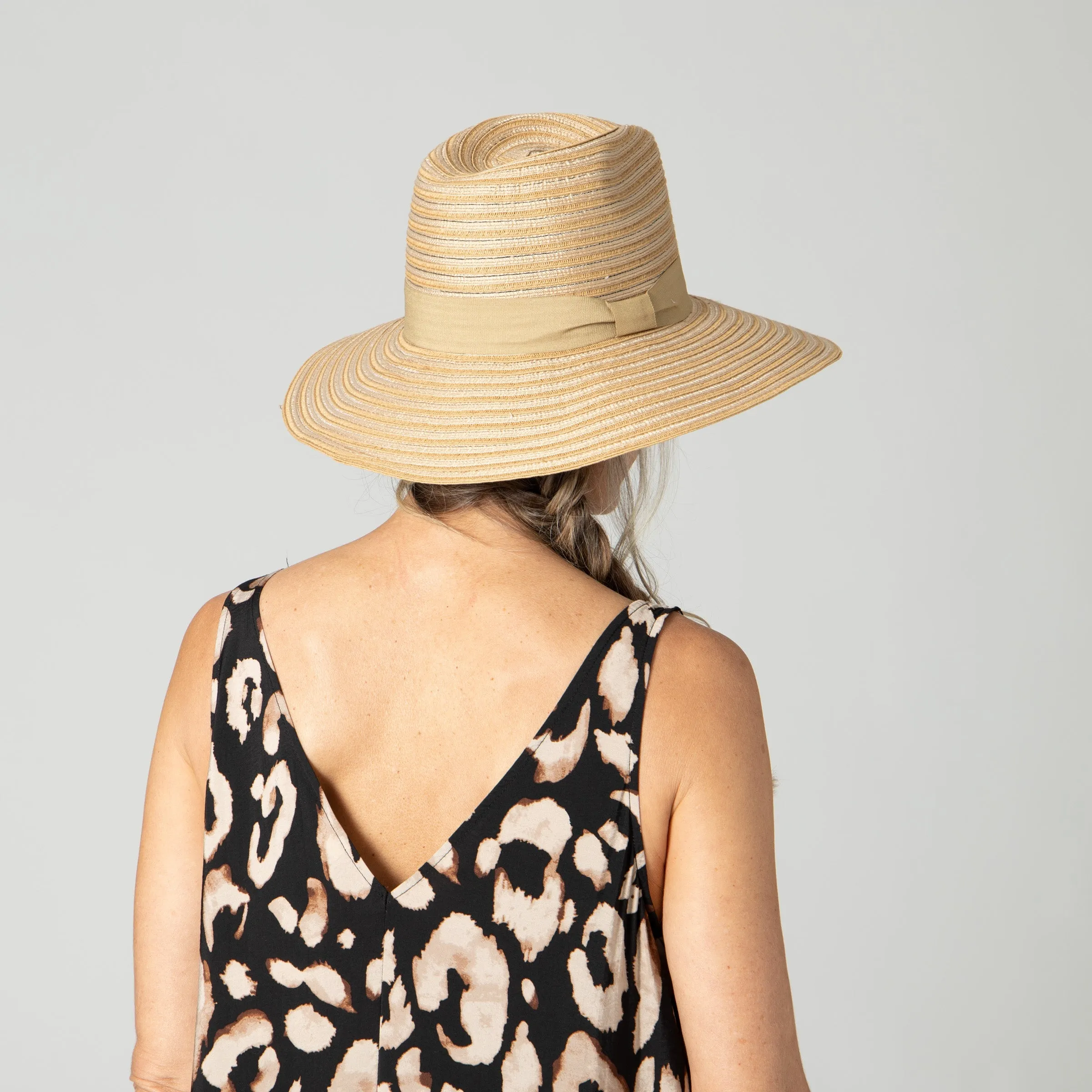 Women's Mixed Braid Pinched Knot Trim Fedora