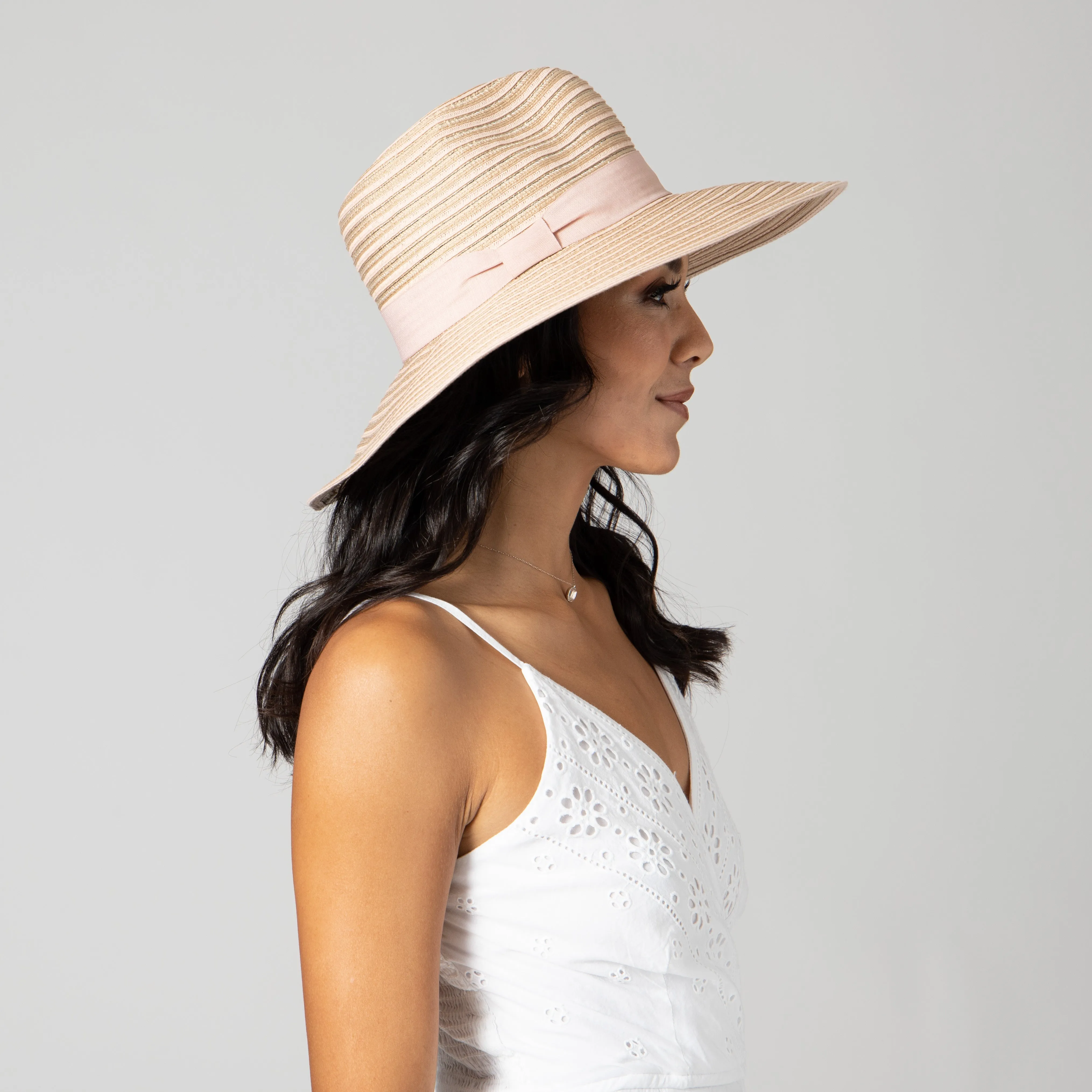 Women's Mixed Braid Pinched Knot Trim Fedora